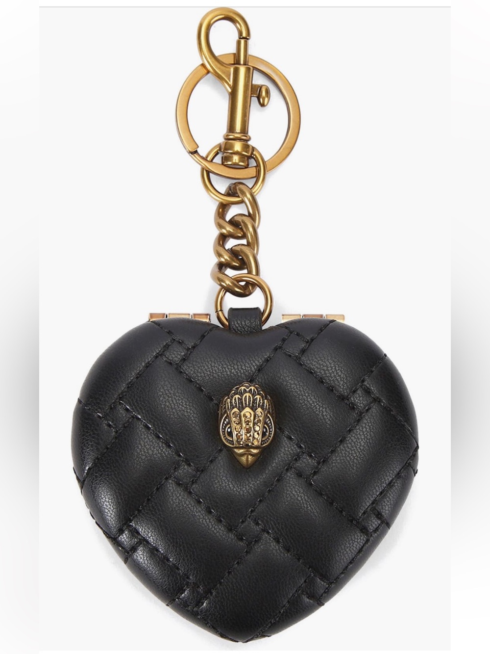 Kurt Geiger London Kensington Heart Mirror Bag Charm - black color /NWT